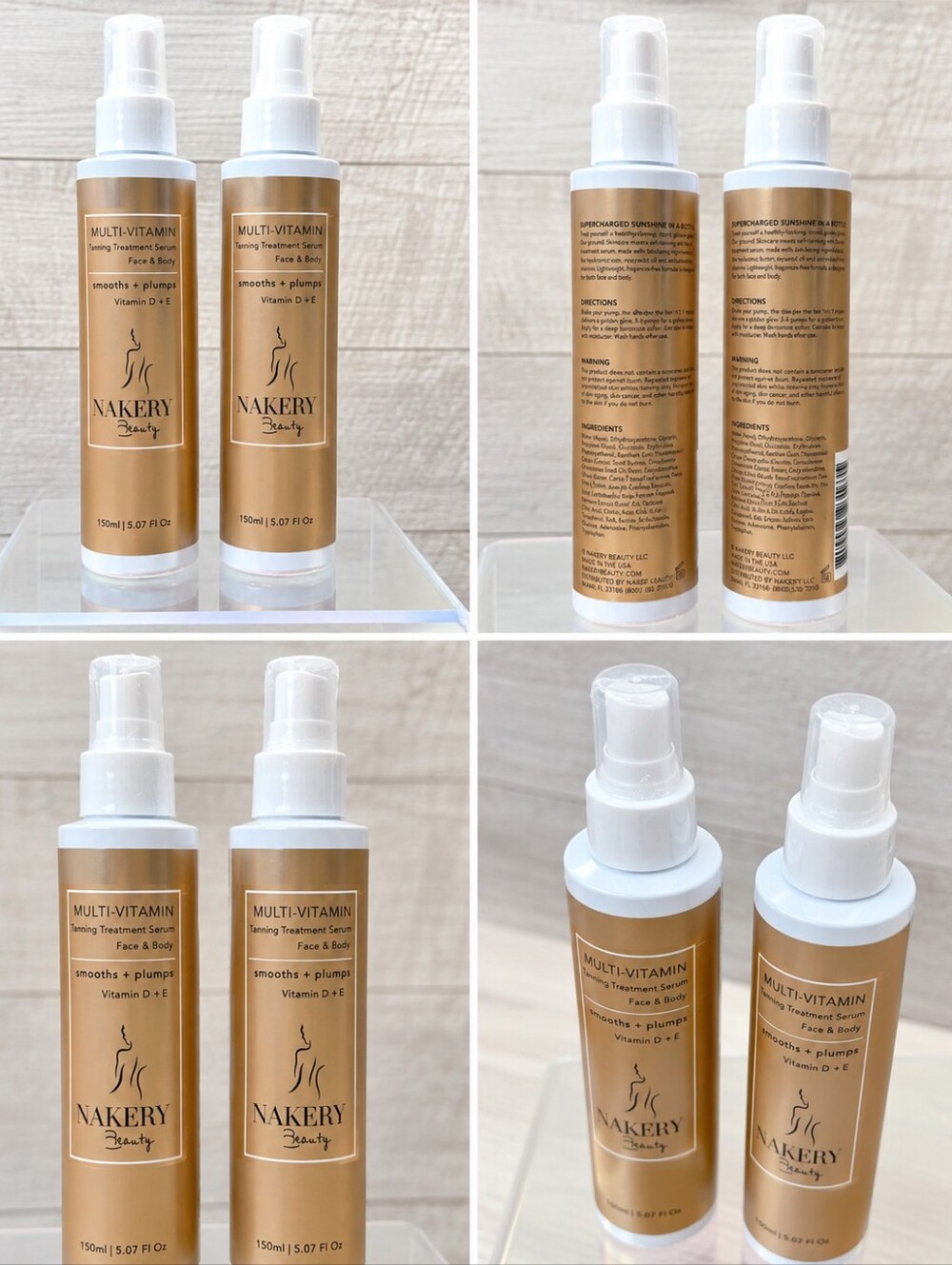 2 Nakery Beauty Multi-Vitamin Tanning Treatment Serum – Face & Body (5.07 fl